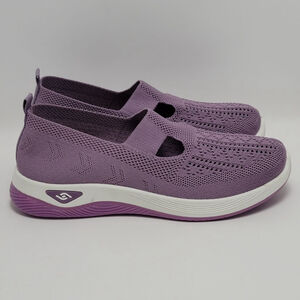 Women's Purple Slip-On Memory Foam Sneakers Breathable Comfort Shoes Size 41